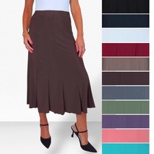 Womens 32" Midi Panel Skirt Fishtail Style Calf Length With Lining  10-22
