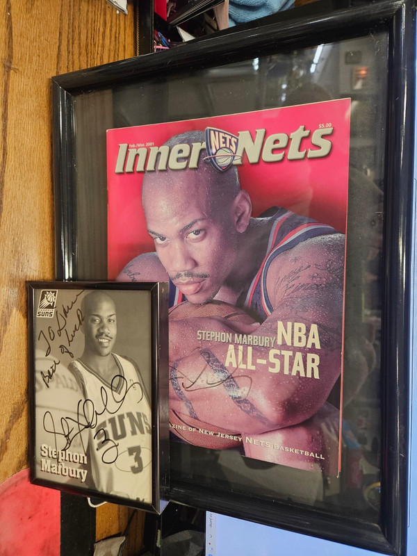 NEW JERSEY INNER NETS FRAMED MAG & SUNS 5X7 FRAMED PHOTO SIGNED STEPHON MARBURY