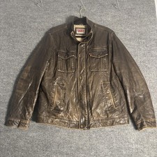 Levis Jacket Mens Large Dark Brown Faux Leath...