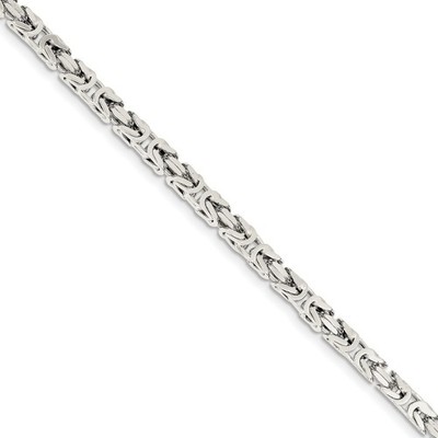 Sterlingsilber massiv 4,25 mm schlicht byzantinisches Armband mit Karabinerverschluss 7'' - 8''
