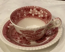Vintage Red  Copeland Spode Tower Cup & Saucer. England