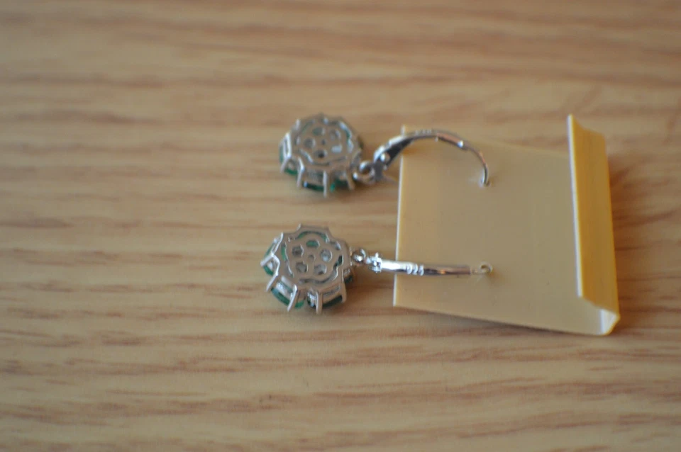 Pendientes de esmeralda de Zambia Kagem de 2,60 quilates AAAA platino sobre plata de ley ~ bonitos Foto 4 de 4