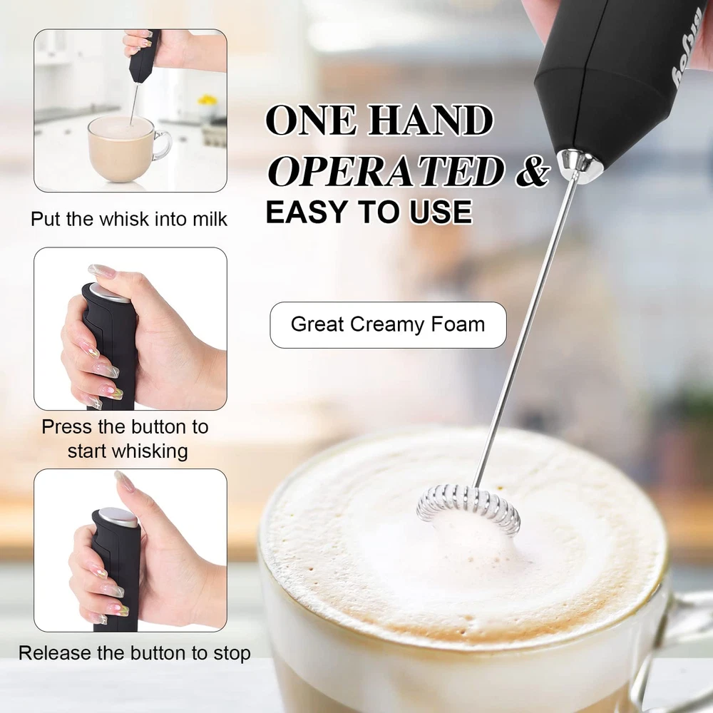 Milk Frother Electric Mixer Coffee - Battery Operated Whisk Handheld Drink Stirr