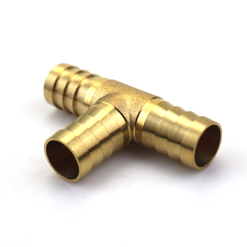 2PC Brass Hose Barb Fitting Pipe Tubing Splicer Fuel Water Gas Tee3 Way 5/8"16mm - Picture 5 of 7