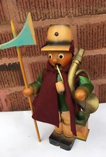 Vtg W Germany Night Watchman Wood Incense Smoker w/ French Horn Lantern Halberd