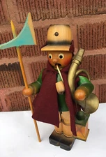 Vtg W Germany Night Watchman Wood Incense Smoker w/ French Horn Lantern Halberd