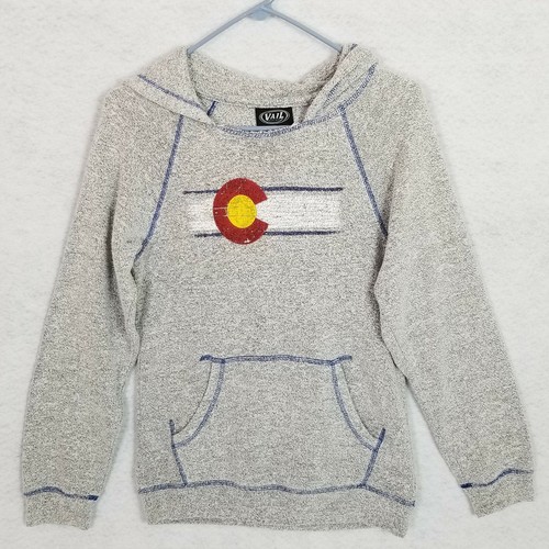 VAIL Colorado RESORT WEAR Hoodie Colorado State Flag Red Yellow Symbol Youth XL