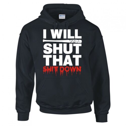 THE WALKING DEAD NEGAN "I WILL SHUT THAT DOWN" HOODIE NEW - Picture 1 of 7