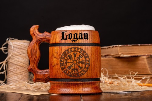 GROOMSMEN GIFTS Personalized Wooden Beer Mug Best Man Gift Ideas Stein Tankard - Picture 6 of 10