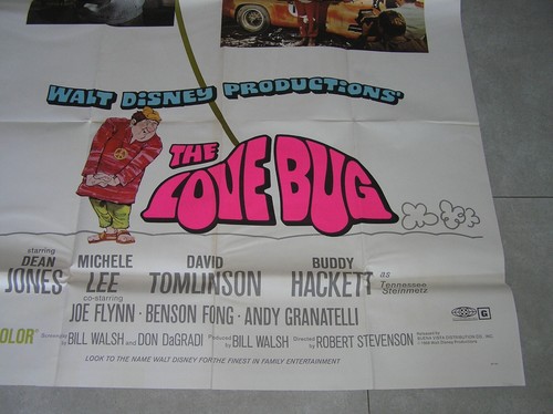 Orig 1968 Walt Disney THE LOVE BUG 3 Sheet Movie Poster USA 77"x39" Dean Jones - Picture 5 of 5