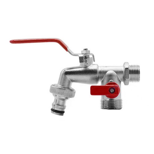 1/2" BSP Double Duo Outlet Garden Tap Connector Brass Nickle Plated Automatic - Picture 4 of 11