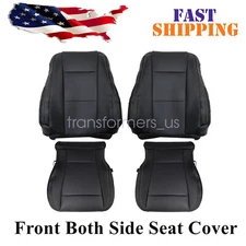 For 2017-2022 Ford F250 F350 Lariat Driver Passenger Leather Seat Cover Black