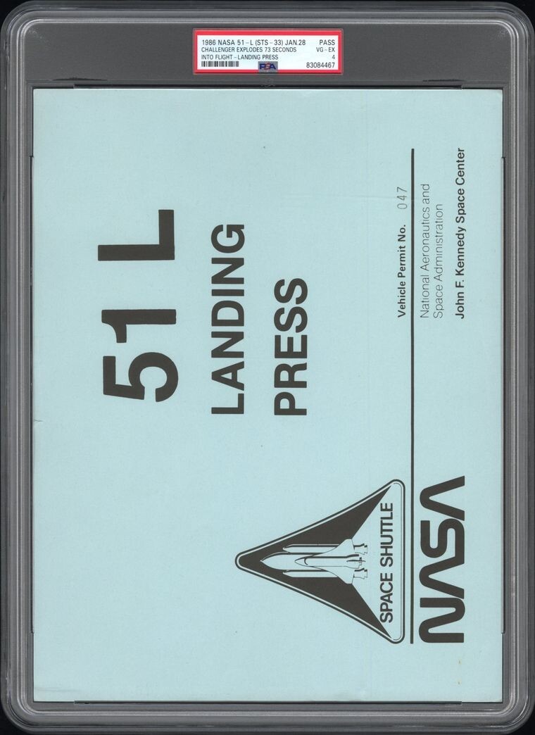 CHALLENGER SPACE SHUTTLE DISASTER LANDING PASS 1/28/1986 NASA 51-L