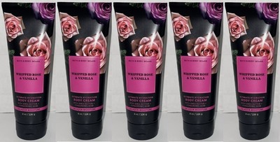 x5 Bath & Body Works WHIPPED ROSE VANILLA Cream Ultimate Hydration 8 oz tubes
