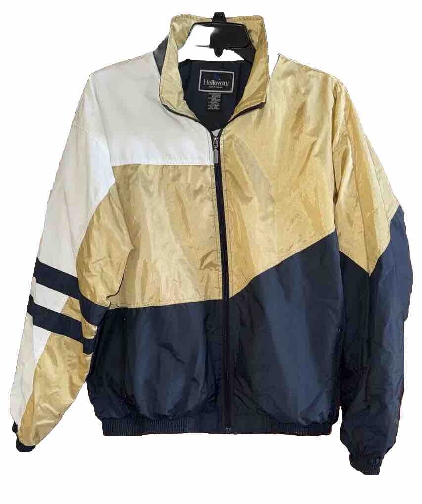 Vintage Holloway Zip Front Windbreaker Jacket Gold/Navy/Wh Vintage Holloway Zip Front Windbreaker Jacket Gold/Navy/Wh