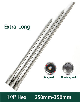 Extra Long Magnetic Nut Driver SAE/Metric Nut Setter Power Drill Bit 1/4'' Shank