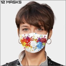 12 Pack Face Mask Paint Splash Print Pattern Reusable Washable Protection Cover