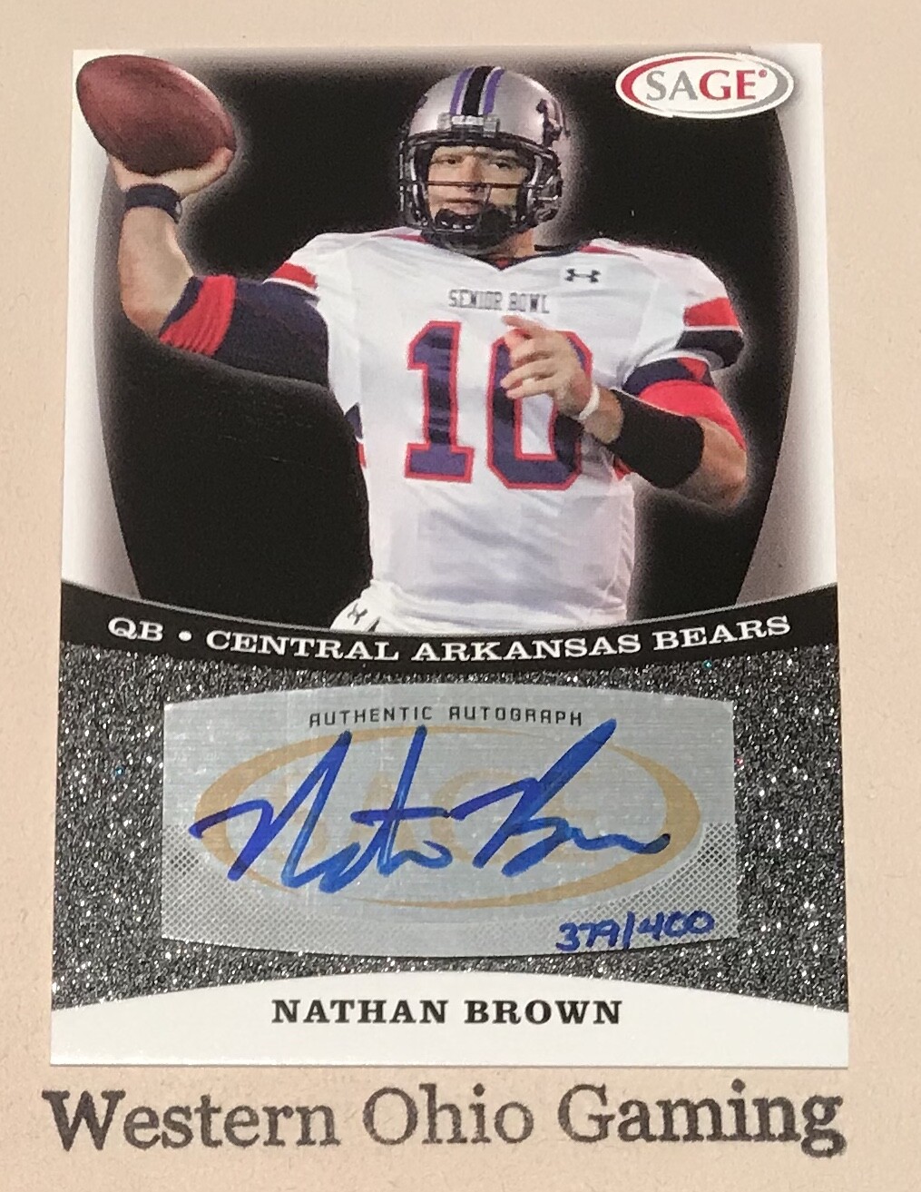 2009 SAGE Nathan Brown #A4 Silver Authentic Autograph Card #379/400 MADE