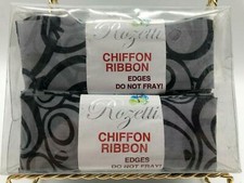 Rozetti Chiffon Ribbon Francesca 250-13 Grey Black Knit Scarf 33 yds Polyester 4