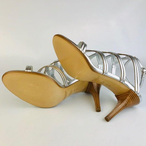 RALPH LAUREN PURPLE LABEL Leather Sandals 8 Silver auth Women - Picture 8 of 12