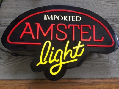 WORKS Vintage Amstel Light Lighted Beer Sign Imported Amsterdam 21.5  x 15