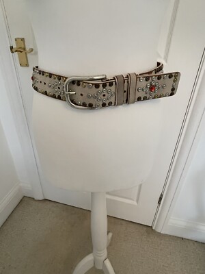ISABEL MARANT Elvis Belt White leather With Studding And red - Main Image