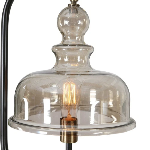 Antique Style Industrial Warehouse Floor Lamp Amber Glass Shade~ Uttermost 28193 - Picture 3 of 9