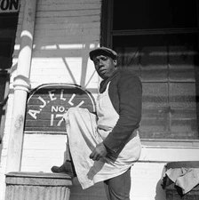 Dock worker wearing an apron Washington DC November 1942 Historic Old Photo