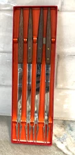  Stainless Teak Fondue Forks in Box Japan  Set 4 