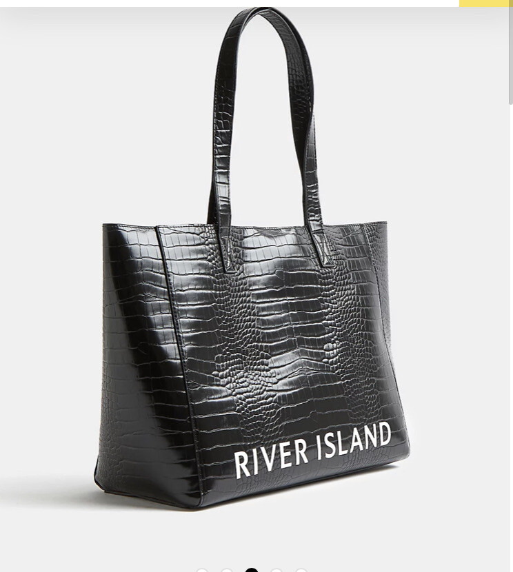 River Island BLACK CROC EMBOSSED tote SHOPPER BAG Black new with tags