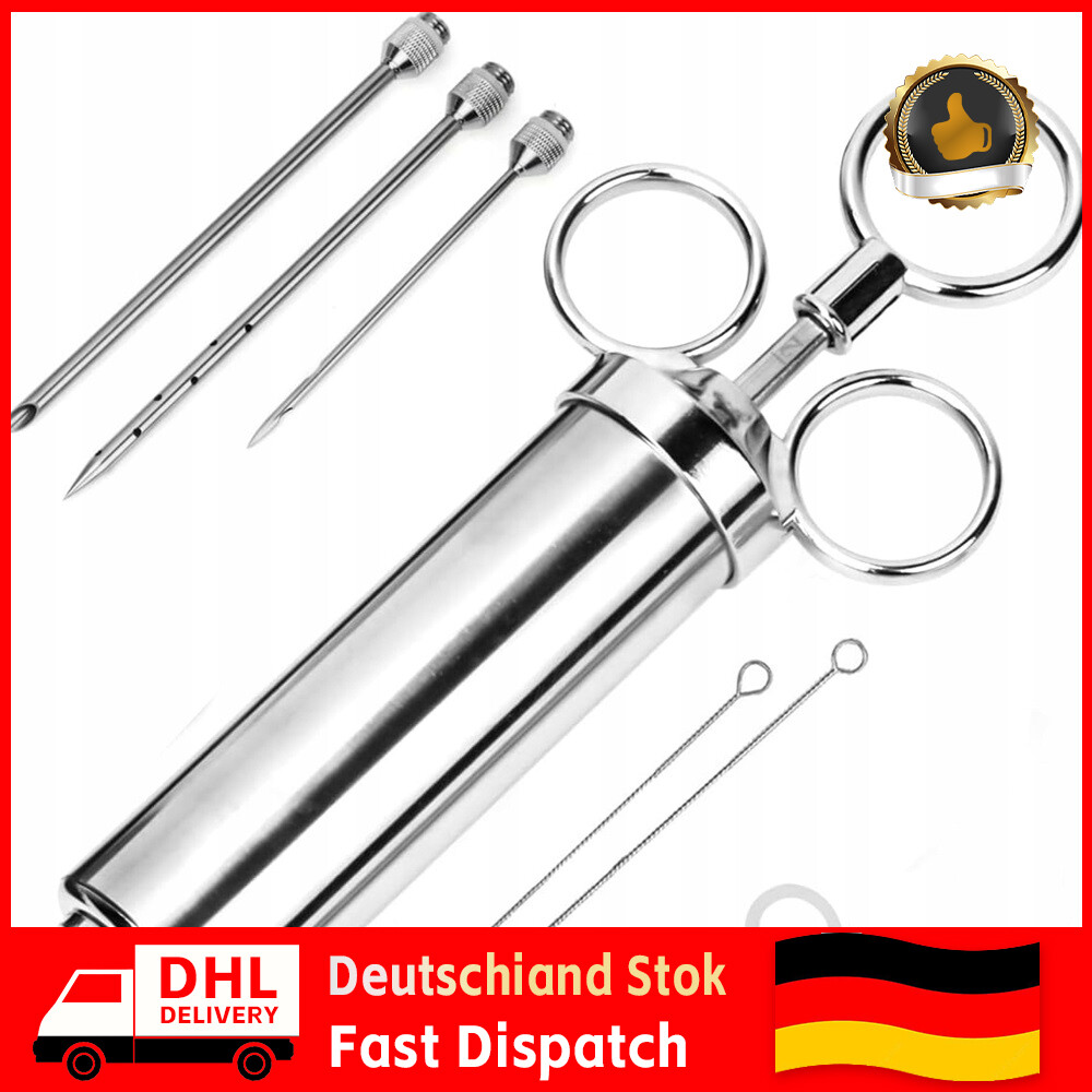 Bratenspritze Marinadenspritze Gewürzspritze Pökelspritze Fleischspritze Set BBQ