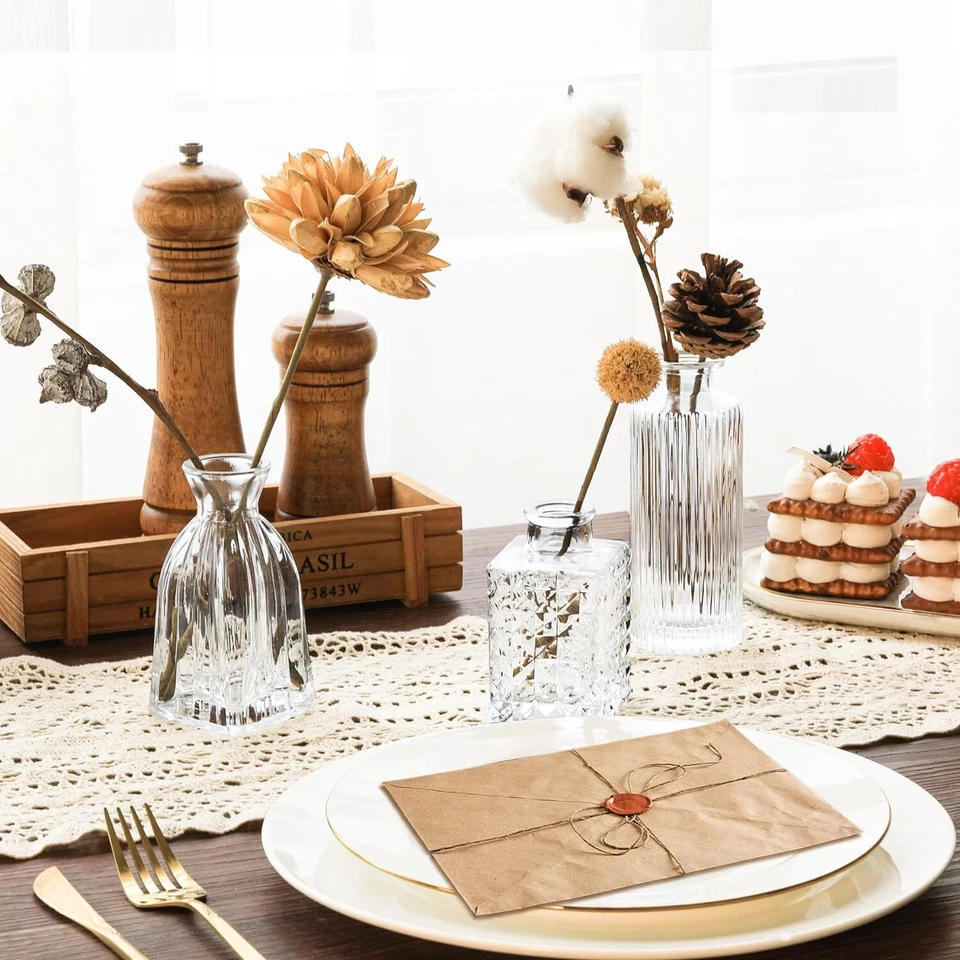 Glasvase Set 12 Kleine Vasen für Tischdeko Dekoration Hochzeitsdeko Rezepetion H - Bild 3 von 4