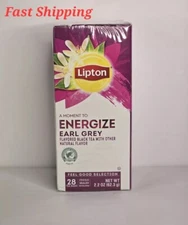 Lipton Energize Earl Grey Black Tea 28 Bags. Flavored Black Tea