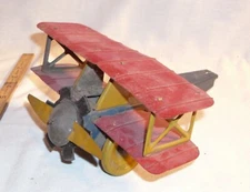 MARX BIPLANE AIRPLANE TIN WIND UP TOY 1930s IN BLUE & RED