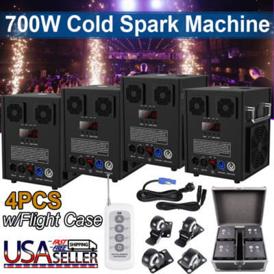 4PCS 700W Cold Spark Machine Firework Stage Effect DMX Wedding with Flight Case