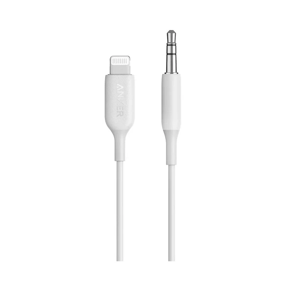 Adaptador auxiliar de audio Anker 3 pies PowerLine 3,5 mm para Apple iPhone iPad - Blanco Foto 2 de 3