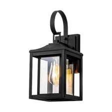 Rennnsan Mia 11 in. 1-Light Matte Black Outdoor Lantern Wall Sconce WL8101-45238