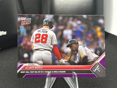 2023 MLB Topps NOW 665 ATLANTA BRAVES MOST 450' PLUS HRS BY A TEAM Purple /25