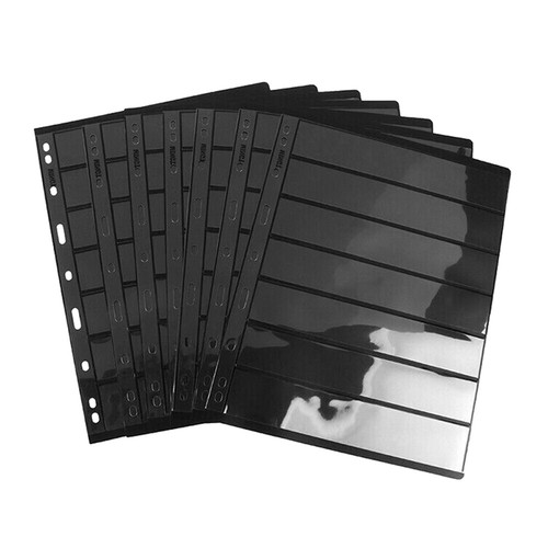 Soporte de colección de 10 hojas de sellos de doble cara negro y 9 orificios de carpeta - Imagen 9 de 9