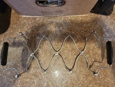 RARE VTG Expandable Accordian Metal Casserole Holder Trivet Black Handles ITALY