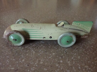 7.75'' Chad Valley Harborne Tin Litho Wind Up Land Speed VTG Racer Works! No Key