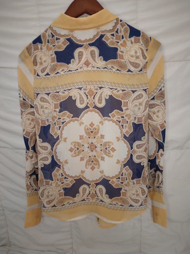 Bar 111 Button Down Blouse, Women's Size small, paisley design, 100% polyester - Picture 4 of 6