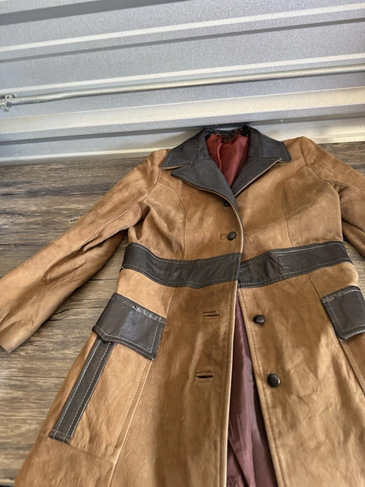 Винтажный кожи и замши пальто размер 16 красивый - Изображение 2 из 4