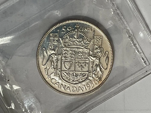 1950 Canadian Half Dollar 80% Silver Graded