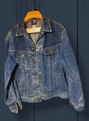 VTG 1980s Lee Riders Denim Trucker Jacket Acid/Stone Wash USA Made Men s Large
