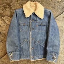 Vintage 80s Orange Tab Levi  s Sherpa Lined Denim Trucker Jacket Men  s Small