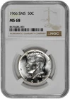 1966 SMS 50c Kennedy Half Dollar NGC Graded MS 68 White Coin in New Holder