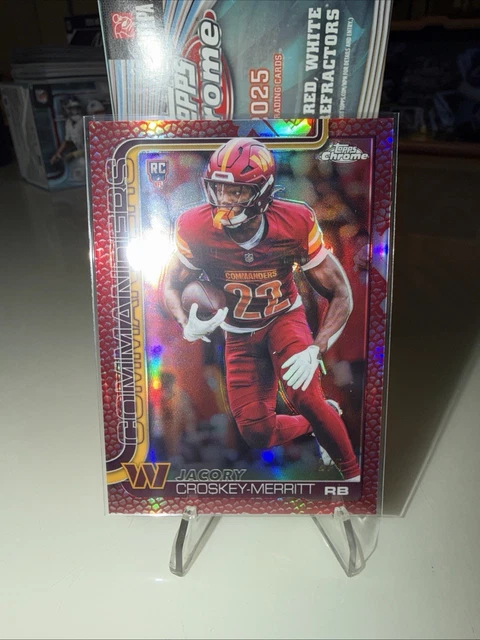 2025 Topps Chrome Football Jacory Croskey-Merritt RC Football Leather Red /5 🔥