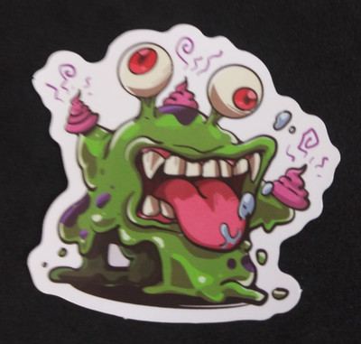 Green Slimy Poop Monster Animated Sticker 2.38'' x 2.5'' (AN)