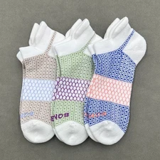 NEW 3 Pairs BOMBAS Women's Honeycomb Marl Ankle Socks Size Med 3 Colors Mix